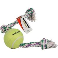 Mammoth Pet Products - Flossy Chews Rope Tug With Big 6 Inch Tennis Ball - Multicolored - 36 Inch / Xlarge