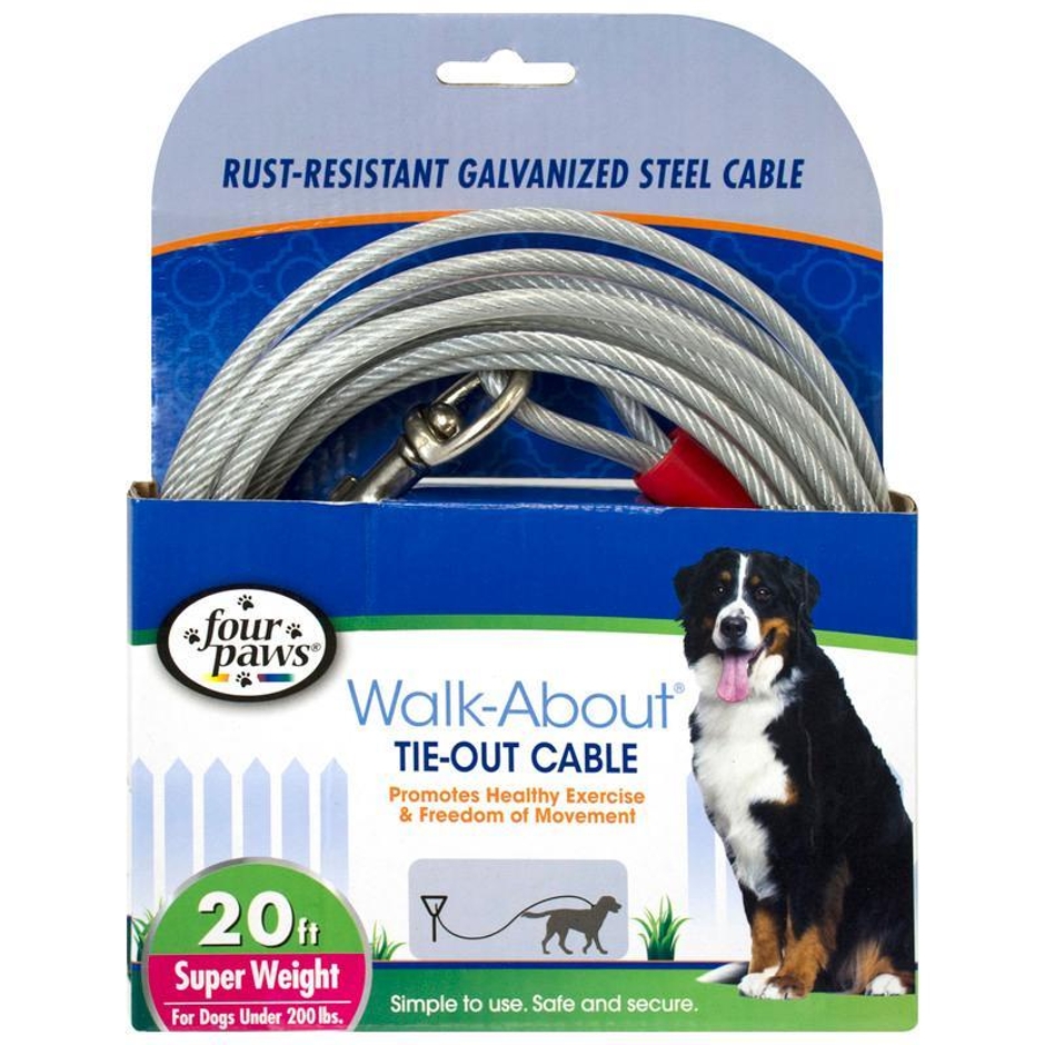 Four Paws - Dog Tie Out Cable - Super Weight - Silver - 20 Feet