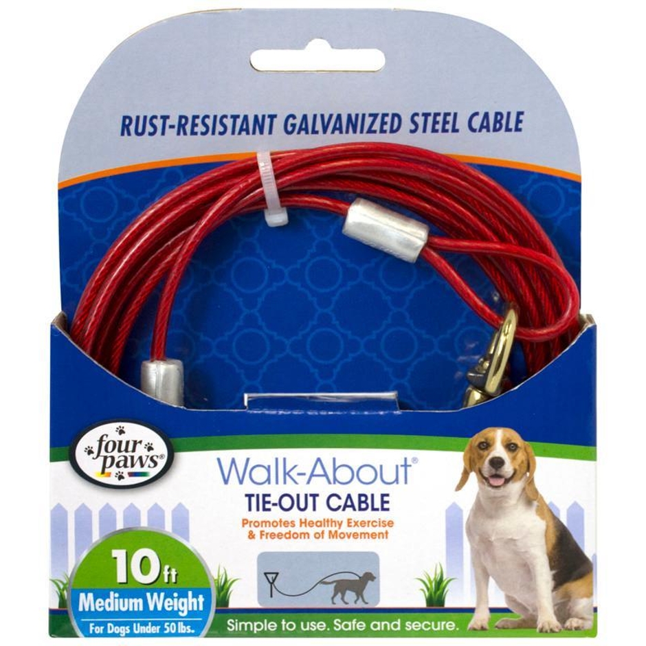 Four Paws - Dog Tie Out Cable - Medium Weight - Red - 10 Feet