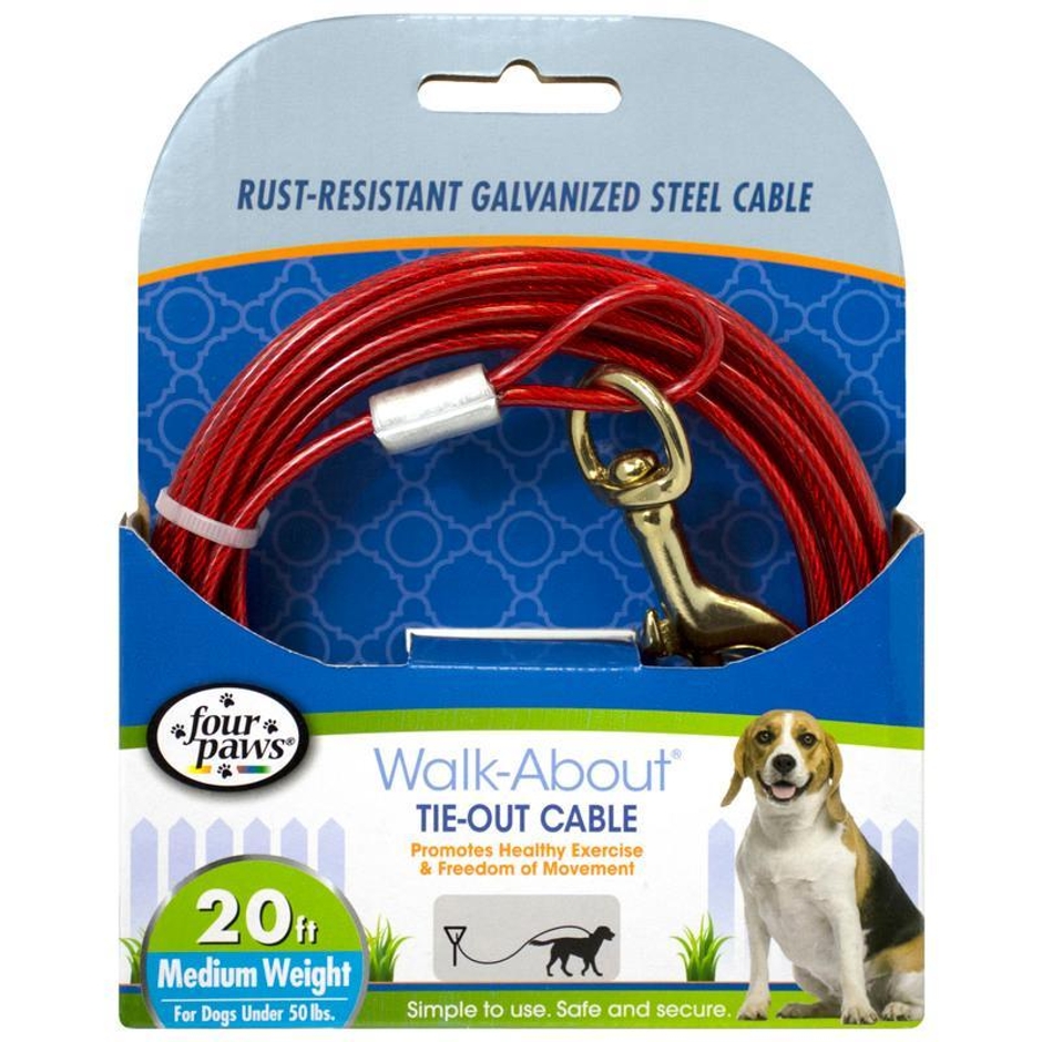 Four Paws -Dog Tie Out Cable - Medium Weight - Red - 20 Feet