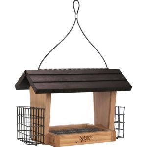 Natures Way Bird Products - Hopper Feeder With Suet Cages - Bamboo - 6 Quart Cap