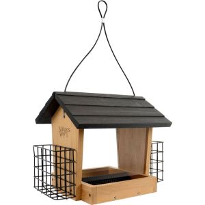Natures Way Bird Products - Hopper Feeder With Suet Cages - Bamboo - 4 Quart Cap
