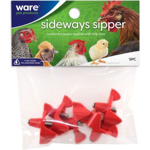Ware -Sideways Sipper Horizontal Water Nipples -Red -5 Pack
