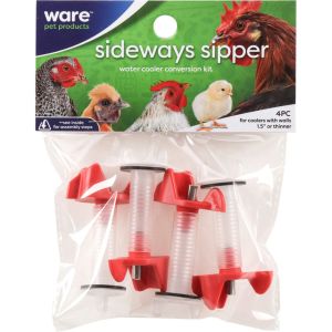 Ware -Sideways Sipper Nipples With Extension Tubes -Red/Clear -4 Pack