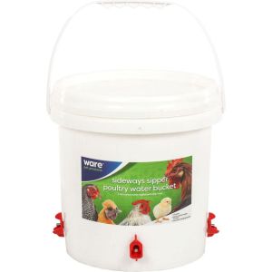 Ware -Sideways Sipper Poultry Water Bucket -White -2.5 Gallon