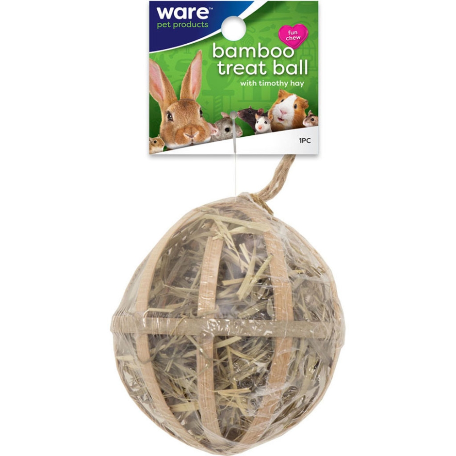 Ware - Bird/Sm An -Critter Ware Bambo Treat Ball W Hay -Natural