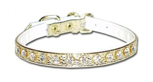 Leather Brothers - 5/16" Majestic Jeweled Vinyl Collar - gold - 14" Length