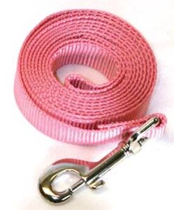 Leather Brothers - 1" X 4' One-Ply Nylon Lead - Nickle Bolt - Carnation Pink