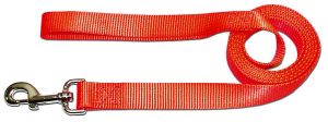Leather Brothers - 1" x 6' One-Ply Nylon Lead - Nickle Bolt - Neon Orange