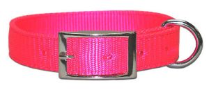 Leather Brothers - 1" Regular Bravo Nylon Collar - Neon Pink - 19" Length