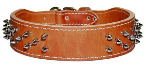 Leather Brothers - 2" Dee-In-Front Tapered Leather Protector Collar - Brown - 19" Length