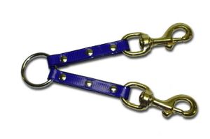 Leather Brothers - 2-Dog Sunglo Couplet - Brass Bolt - Blue