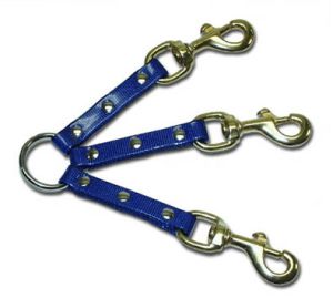 Leather Brothers - 3-Dog Sunglo Couplet - Brass Bolt - Blue