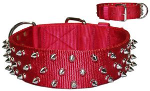 Leather Brothers - 2" Dee-in-Front 2-Ply Bravo Nylon Protector Collar - Red - 23" Length