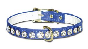 Leather Brothers - 3/8" Majestic Jewel Center Dee Collar - Blue - 12" Length