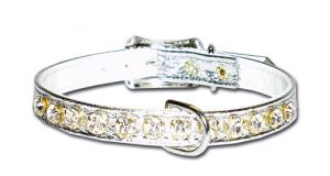 Leather Brothers - 3/8" Majestic Jewel Center Dee Collar - Silver - 10" Length