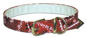 Leather Brothers - 1/2" Majestic Fabric Bandana Print Collar - Red - 14" Length