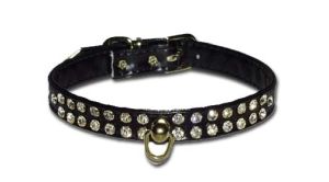 Leather Brothers - 1/2" Majestic 2-Row Jewel Post Ring Collar - Black - 10" length