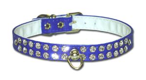Leather Brothers - 1/2" Majestic 2-Row Jewel Post Ring Collar - Blue - 14" length