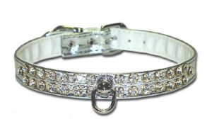 Leather Brothers - 1/2" Majestic 2-Row Jewel Post Ring Collar - Silver - 14" length