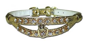 Leather Brothers - 5/16" Majestic Jewel Split Collar - Filigrees -  Post Ring - Gold - 10" length
