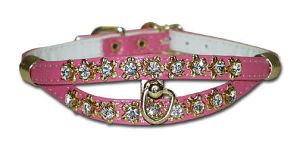 Leather Brothers - 5/16" Majestic Jewel Split Collar - Filigrees -  Post Ring - Pink - 10" length