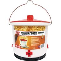 Farm Innovators - Poultry Drinker Heated with Side-Mount Nipples - White - 2 Gallon