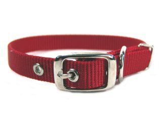 Hamilton Pet - Deluxe Single Thick Nylon Dog Collar - Red - 0.63 Inch x 16 Inch