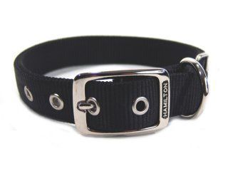 Hamilton Pet - Double Thick Nylon Deluxe Dog Collar - Black - 1 Inch x 20 Inch
