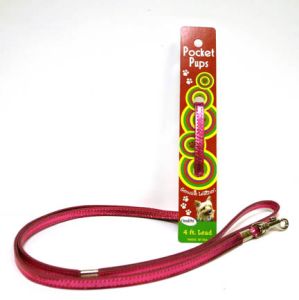 Leather Brothers - 4 Ft Pocket Pup Lead - Metallic Pink