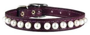 Leather Brothers - 3/8" Pocket Pups Pearl Adjustable Collar - Grape - 9-11" Length