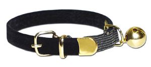 Leather Brothers - 3/8" Majestic Cat Collar - Black - 13" Length