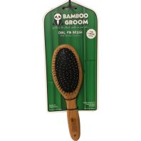 Paws/Alcott -Bamboo Oval Pin Brush With Stainless Steel Pins - Tan/Black - Large