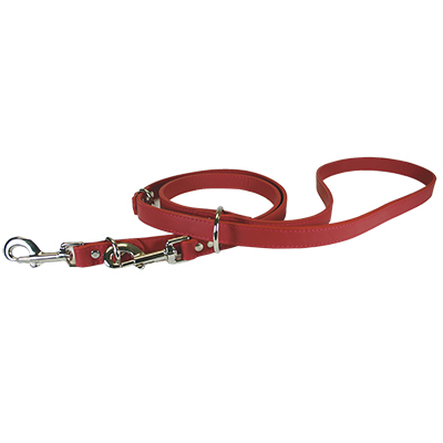 Leather Brothers - 3/4" Signature European Leather Lead - Red - 6 Feet