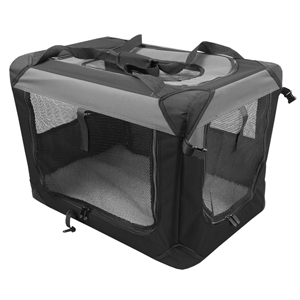 Multipurpose Pet Soft Crate with Fleece Mat - Black/Gray - Large