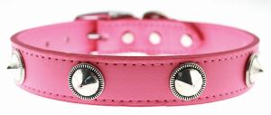 Leather Brothers - 1" Regular Leather Cone Ornament Collar - Pink - 24" Length