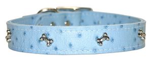 Leather Brothers - 1" Regular Leather Faux Ostrich Bone Collar - Baby Blue - 22" Length