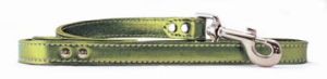 Leather Brothers - 1/2" X 4' Signature Leather Lead - Nickel Bolt - Metallic Lime Green
