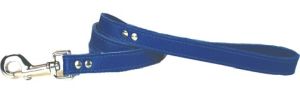 Leather Brothers - 3/4" X 4' Signature Leather Lead - Nickle Bolt - Blue