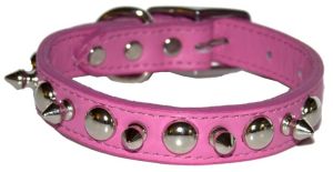 Leather Brothers - 3/4" Regular Leather Spike & Stud - Pink - 16" Length