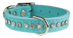 Leather Brothers - 1/2" Regular Leather Jewel Collar CTR D - Baby Blue - 12" Length