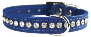 Leather Brothers - 1/2" Regular Leather Jewel Collar CTR D - Blue- 12" Length