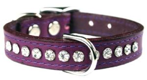 Leather Brothers - 1/2" Regular Leather Jewel Collar CTR D - Grape - 12" Length