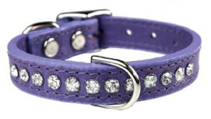 Leather Brothers - 1/2" Regular Leather Jewel Collar CTR D - Lavender - 14" Length