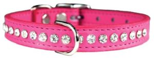 Leather Brothers - 1/2" Regular Leather Jewel Collar CTR D - Pink - 10" Length