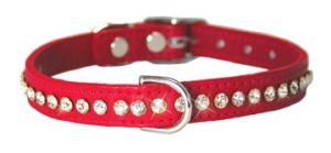 Leather Brothers - 1/2" Regular Leather Jewel Collar CTR D - Red - 10" Length