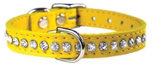 Leather Brothers - 1/2" Regular Leather Jewel Collar CTR D - Yellow- 10" Length