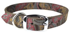 Leather Brothers - 1/2" Regular Paisley Leather Collar - Chocolate - 10" Length