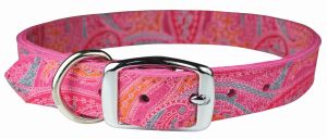 Leather Brothers - 3/4" Regular Paisley Leather Collar - Pink - 16" Length