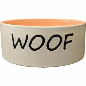 Ethical Stoneware Dish - Woof Unbreak-A-Bowlz  Stoneware Dish Dog - Coral - 7 Inch